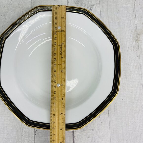 Christopher Stuart BLACK DRESS China Octagonal Large Rim  Pasta Soup Bowl Set 3 - Picture 10 of 13